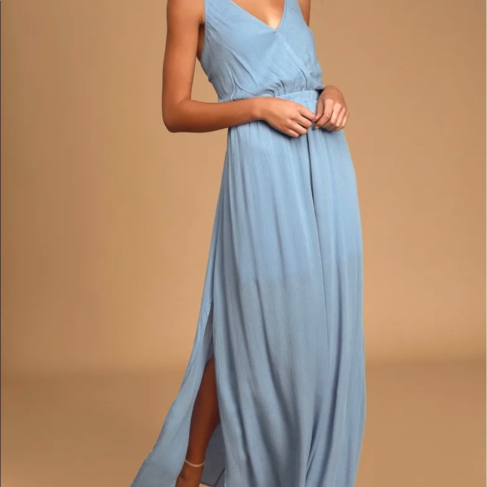 Lost in Paradise Slate Blue Maxi Dress